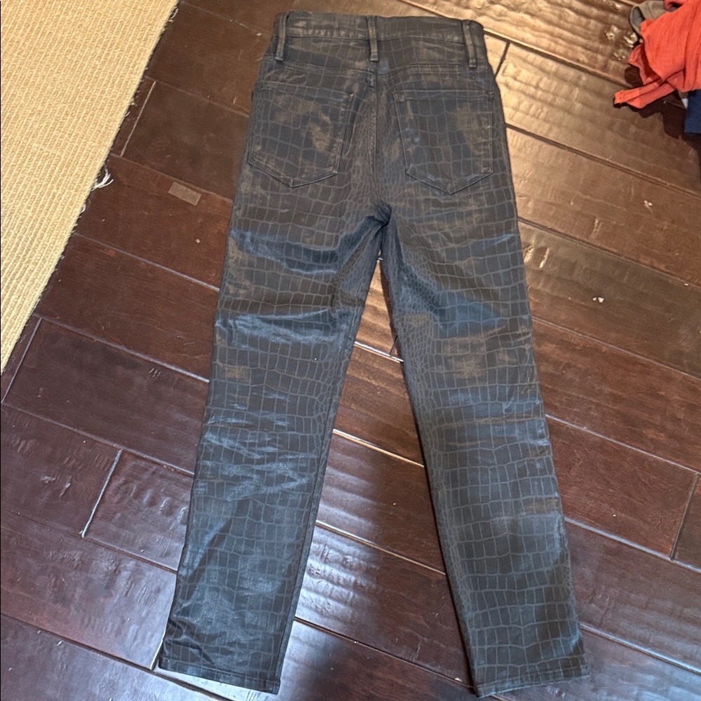 Gray Crocodile Pattern Jeans - image 3